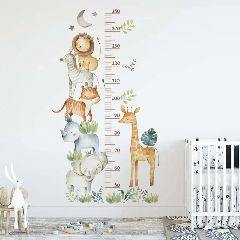 3PC Cartoon Animal Height Ruler Wall Stickers