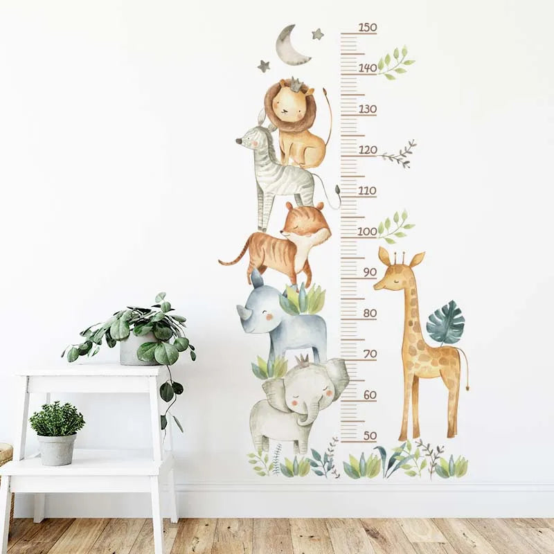 3PC Cartoon Animal Height Ruler Wall Stickers