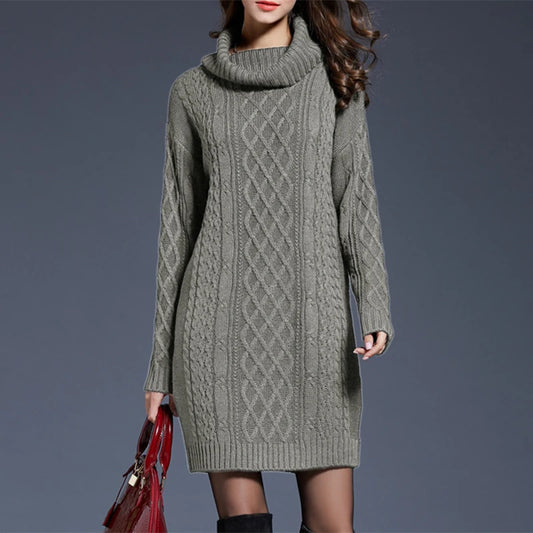 Plus Size Casual Knitted Long Sleeve Dress