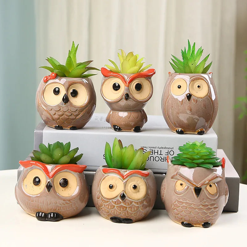 Adorable Owl Ceramic Flower Pot