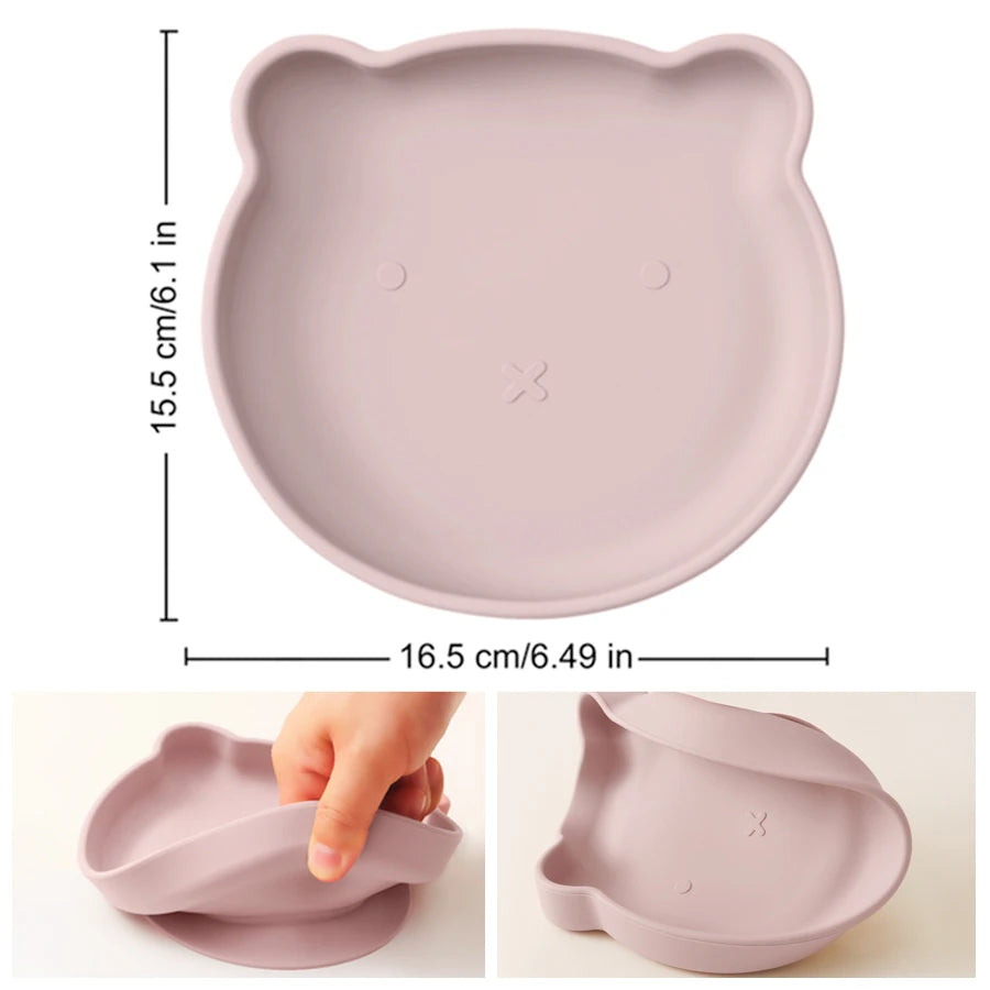 Cartoon Bear Shape Silicone Baby Dining Plate